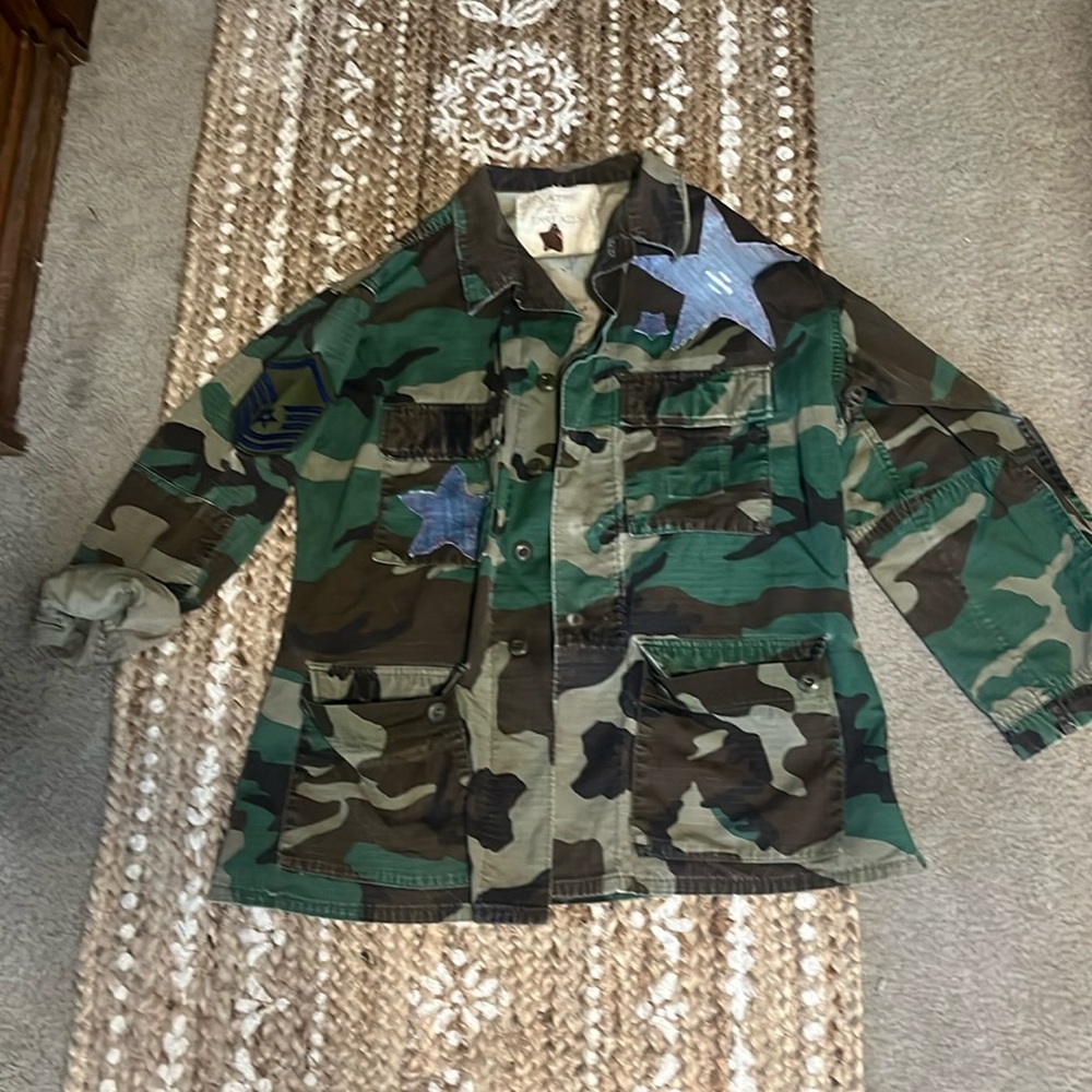 OOAK Camouflage jacket with patches Sz M